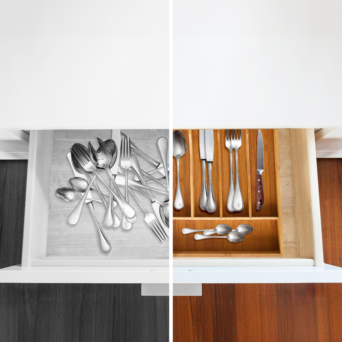 Relaxdays Cutlery Box Bamboo 34x25x4.5cm