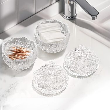 Контейнер для ватних паличок та дисків 2 шт. Прозорий скляний органайзер для ванної кімнати та туалетного столика