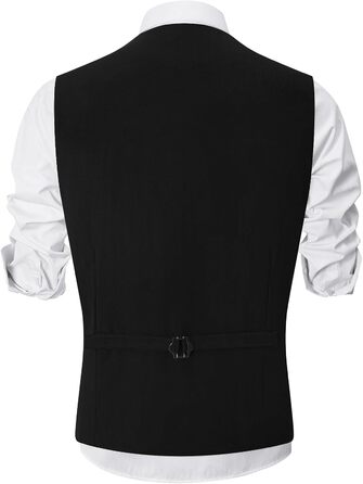 Жилет чоловічий Weste Herren однобортний Slim Fit V-подібний виріз однотонний чорний S-3XL