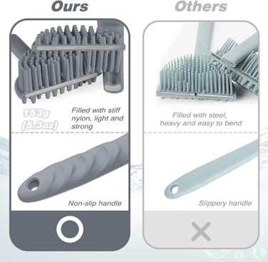 Набір силіконових скребків для спини та м'яких душових щіток ManmiHealth (2 шт.), чудово відлущуючий скребок для тіла та супер пінящийся рукавичка для душу, з безкоштовним гачком (сірий)