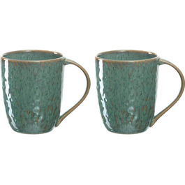 Leonardo Matera Ceramic Mug Set of 2, Dishwasher-Safe Coffee Mugs, 2 Microwave-Safe Tea Mugs, Cups with Glaze, Green 430 ml, 026991