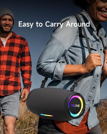 Портативна Bluetooth колонка MLOVE E90 80W з RGB підсвіткою, водонепроникна IP65, TWS, стереозвук для вечірок на природі