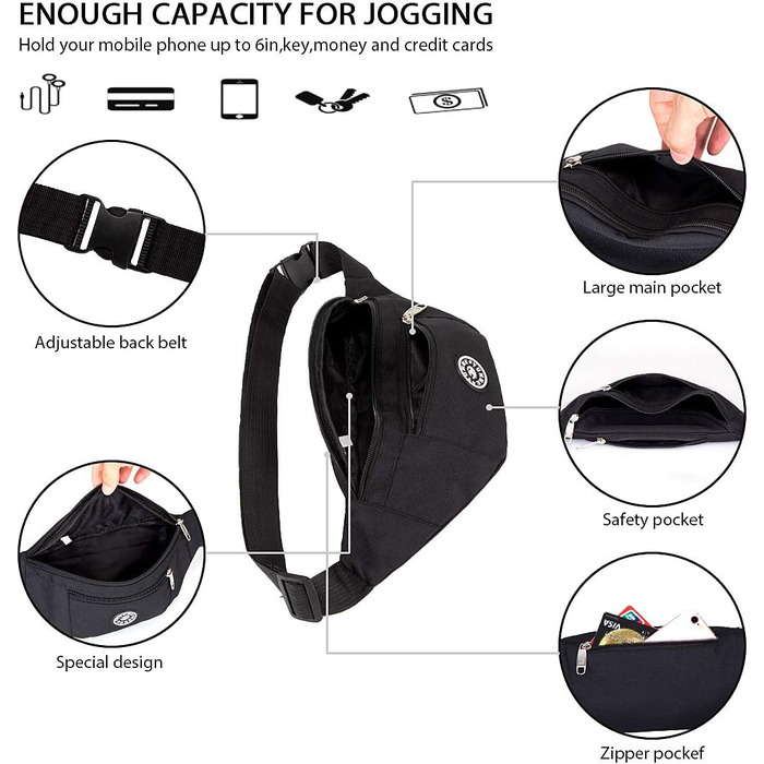 Поясна сумка чоловіча/жіноча | Сумка на пояс | Спортивна сумка через плече | Водонепроникна сумка для бігу | Сумка для телефону та грошей
