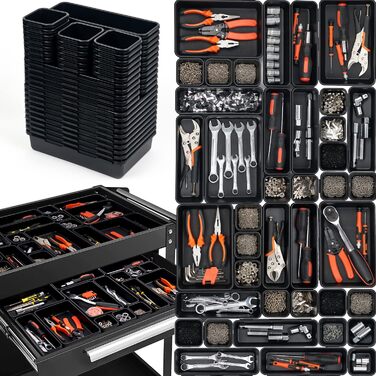 45-Piece Tool Case Empty Organizer Sortierbox, Tool Storage Drawer Organization System Tool Box Organizer, Storage Box Sort Boxes for Small Parts, Screws, Gadgets, Workshop.