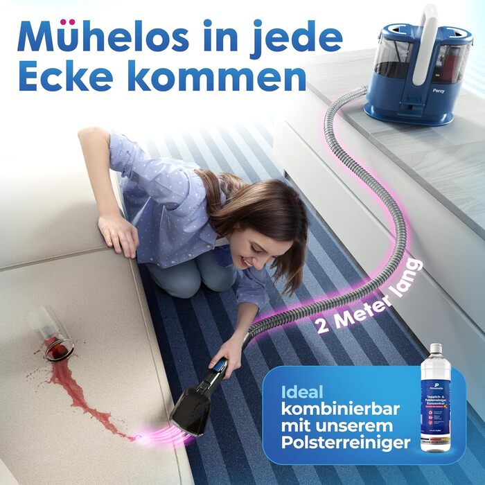 Промисловий миючий пилосос з парою - Polsterreiniger PRO – 1800W, 13kPa, для чищення диванів та килимів (Percy - Blue)