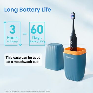 Електрична звукова зубна щітка Etekcity з 5 режимами, 6 насадок, таймер 2 хв, для дорослих та дітей, чорна (Basic)