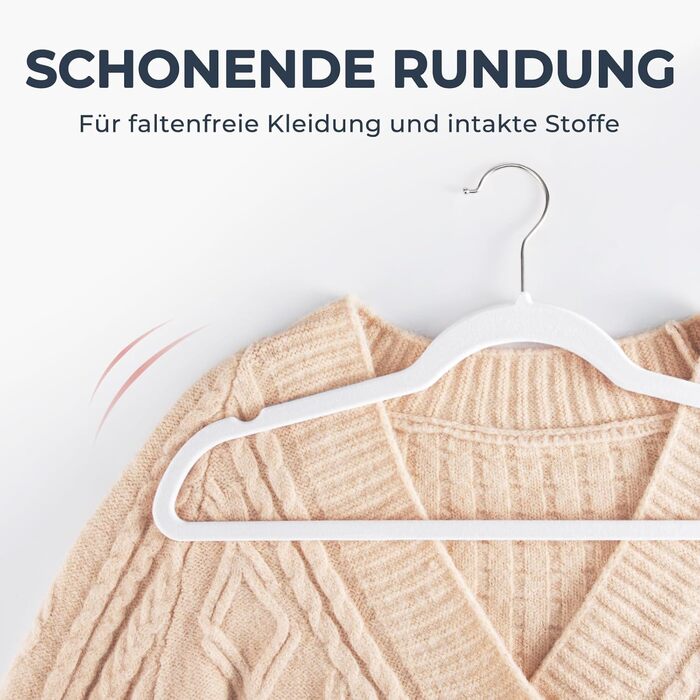 Набір вешалок для одягу HOUSE DAY, 50 шт., велюрова поверхня, нековзкі, обертовий гачок 360°, для сорочок, костюмів, пальто, светрів, штанів, білий