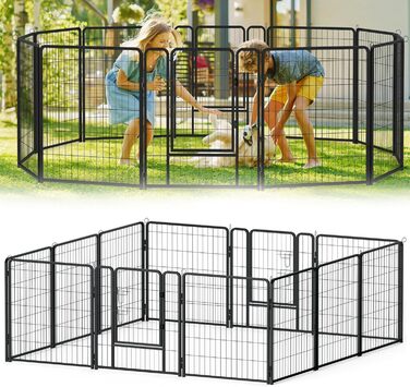 Вольєр для цуценят/маленьких собак 80x65 см, розкладний, з дверима та ґрунтовими анкерами, для внутрішнього/зовнішнього використання, вологостійкий