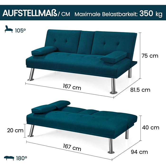Yaheetech Foldable Sleeper Sofa