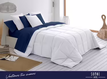 SOMNI HOME Two-Tone Quilted Comforter for Beds with 80/90 cm, Feels Like Down, Reversible, Warm, Lightweight, for Single Bed, Quality 400 g, Beige – Sand 180 x 260 cm