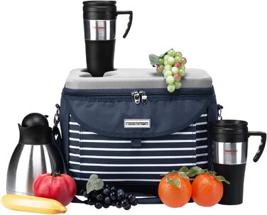Термосумка Anndora 22 л, 35 x 24 x 27 см, для пікніка, блакитний/білий колір