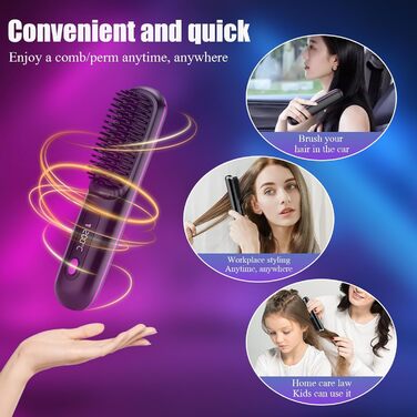 Портативний випрямляч для волосся Go Brush Pro з іонізацією, USB, 3 режими, LED-дисплей, MCH кераміка, чорний