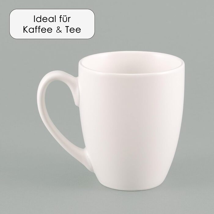 Hansekitchen Coffee Mug Set Large – Coffee Cups made of high-quality and sturdy ceramic, large handles, large mugs (White, Set of 6)