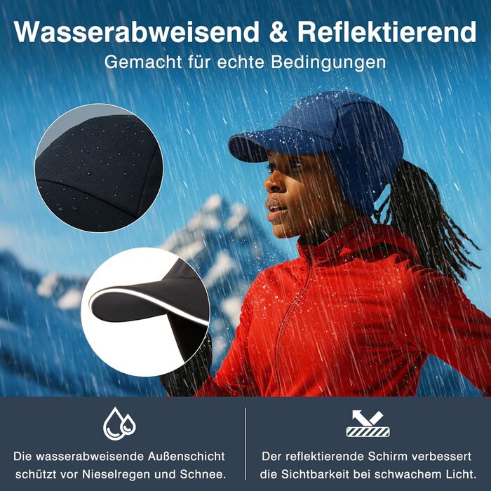 Водонепроникна шапка-базовка з відкидною козирком для бігу та зимових видів спорту, TOP-EX, L-XL, червона