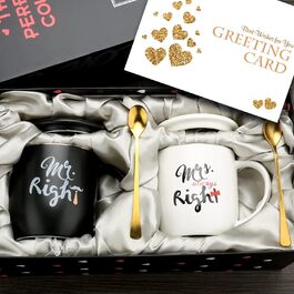 Coffee mugs with the inscription 'Mr and Mrs', wedding gift for bride and groom, bridal party, engagement gift, anniversary gift, for couples, 340 ml, ceramic-marble mugs