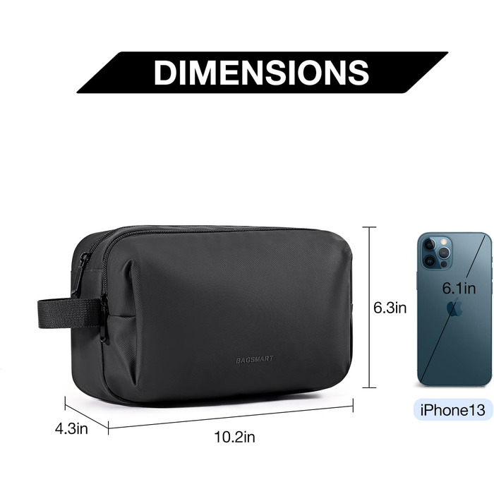 Чоловіча туалетна косметичка BAGSART для подорожей, 5L, темно-сіра (Basic, шкіряна фольга)