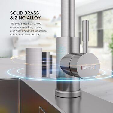 Чорний кухонний змішувач Appaso з висувною лійкою, 360° обертання, 2 режими струменя, для кухні | З нержавіючої сталі, водоспад