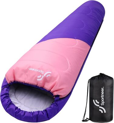 Сплячий мішок Sportneer - компактний та ультралегкий (950г/1500г) - кокон для кемпінгу, подорожей та відпочинку на природі. Підходить для чоловіків, жінок та дорослих (Рожевий, літній)