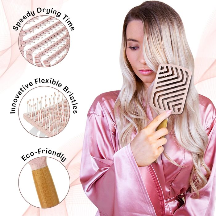 Щітка для волосся Lily England Lockenbürste для створення локонів та розплутування - безболісна щітка для мокрого та сухого волосся з гнучкими щетинками - ідеальна для жінок з кучерявим волоссям 3c-4c, золото (світло-рожевий)