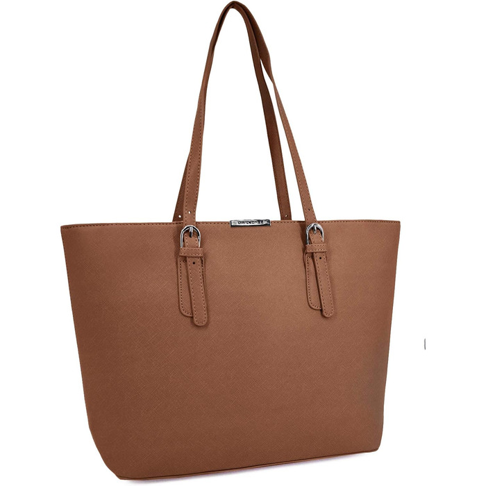 Сумка жіноча David Jones Shopper - велика сумка-шопер з екошкіри для офісу, університету, покупок, подорожей. Cognac Braun