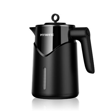 Електричний чайник з нержавіючої сталі 2200W з швидким нагріванням, автоматичним вимкненням, захистом від сухого кипіння, 1.7L, без BPA, без контакту з пластиком, тихий, чорний