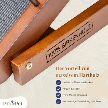 Сходинки для собак PRIORPET з натурального березового дерева з поручнями - регульована висота до 94.5 см - складаються - антиковзні ручки - для собак до 23 кг - колір Walnut