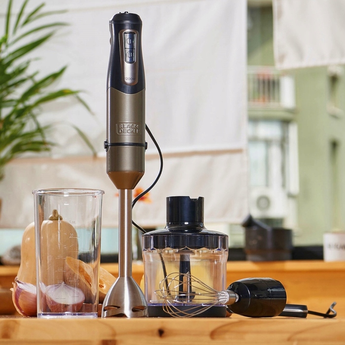 Занурювальний блендер Black+Decker BXHBA1200E, 1200 Вт, чорний