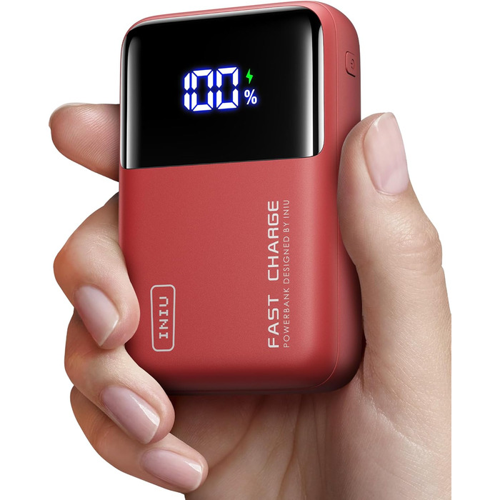 Power Bank INIU 100W 25000mAh USB-C: для ноутбуків, iPad, iPhone, DJI, камер | Червоний
