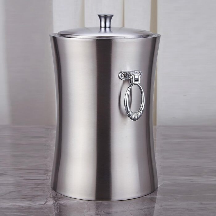 Преміум еісберг з кришкою та щипцями: еісберг з нержавіючої сталі, 3 л, для шампанського, коктейлів, вечірок та відпочинку на природі