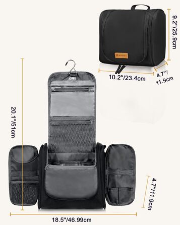 Чоловіча та жіноча косметичка для подорожей, водонепроникна сумка-органайзер для косметики з гачком, чорна