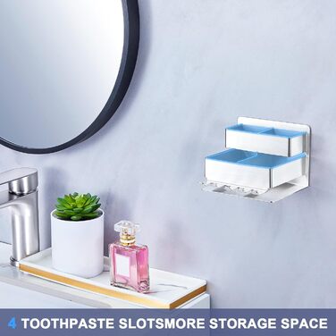 Electric toothbrush head holder, stainless steel, toothbrush holder, wall-mounted, screwless, toothbrush head holder, self-adhesive toothpaste holder for bathroom