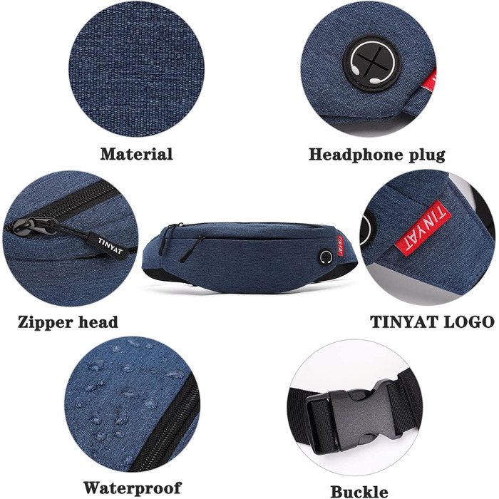 Поясна сумка TYNAT для туризму та спорту (сіра, блакитна), T201