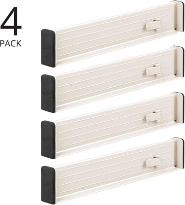 mDesign Adjustable Drawer Organizer – Practical Drawer Dividers for Cabinets and Dressers – Flexible Plastic Compartmentalizer – 8-Piece Set – Smoke Gray and Black (Cream Color)