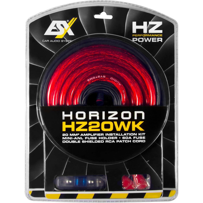 Набір кабелів ESX HZ20WK 20мм² з 5м RCA-кабелем та Mini-ANL запобіжником для автоакустики