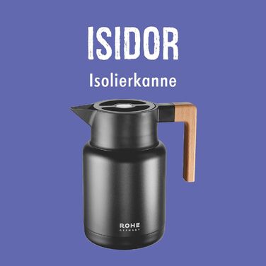 221061-sc Insulated Thermos Isidor, approx. 1.40 l with stainless steel inner vessel, Stainless Steel, 1.4 liters, black