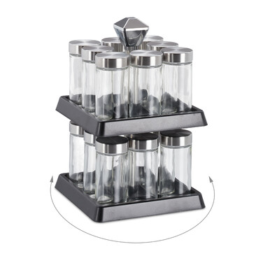 Relaxdays Rotating Spice Carousel with 16 Jars