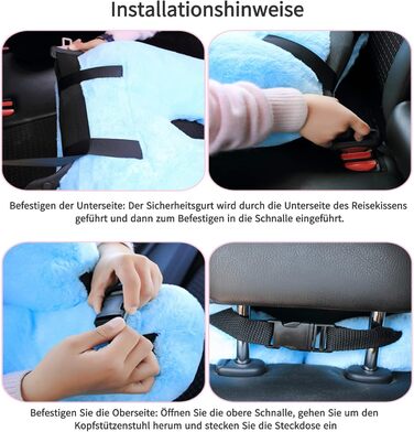 FHSGGP Travel Pillow Child Neck Pillow Car Sleep Pillow for Long Journeys U-Shape Car Seat Belt Pillow Travel Pillow for Kids Artificial Rabbit Fur Grey