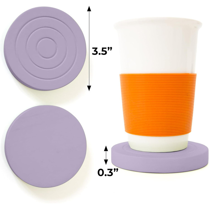 Colorful Coaster Set made of Wood for Drinks - 6-Piece Set for Drinking Glasses, Table Protection for Every Table Type, Gift Set for All Occasions (Pastel Purple, Coasters)