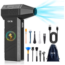 Електричний пилосос для чищення CCV з акумулятором 3000mAh, 3 швидкості, щітка, зарядка Type-C, для ПК, авто, дивану (Чорний)