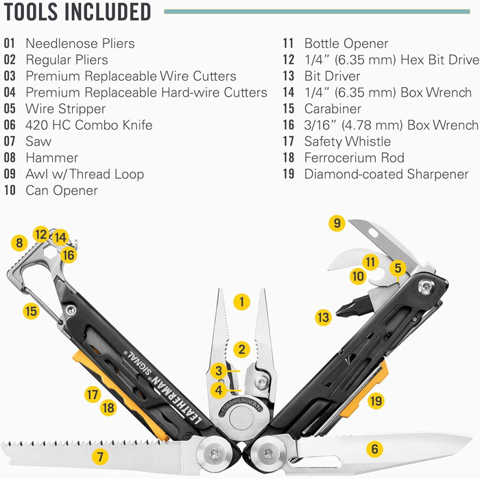 Leatherman Signal Multi-Tool with Nylon Sheath - 19 Tools for Camping, Survival, and Outdoor Adventures