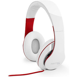 Навушники FANTEC SHP-250AJ Stereo HiFi, білий/червоний, без мікрофона