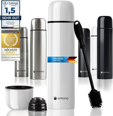 Термос з нержавіючої сталі з чашкою та щіткою, 500 мл; термос-термокана з подвійними стінками, ізольований, не протікає, придатний для миття в посудомийній машині, BPA-free