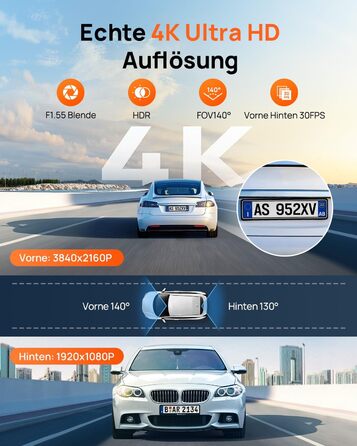 Відеореєстратор 70mai A800SE: 4K UHD + 1080p, GPS, WiFi, Dual, 128GB SD, HDR, ADAS, Нічне бачення, Паркування 24/7, 3