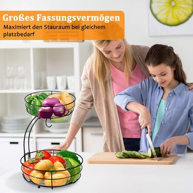 Металева фруктова корзина Bomclap з підставкою для бананів - 2 яруси, чорна