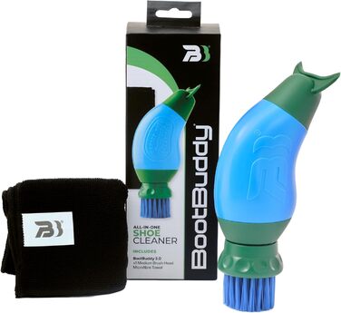 The Boot Buddy: Simple and efficient cleaning of dirty boots, shoes, and other outdoor gear. Cleans soccer, rugby, hiking boots, golf shoes, rain boots, and more in just minutes.