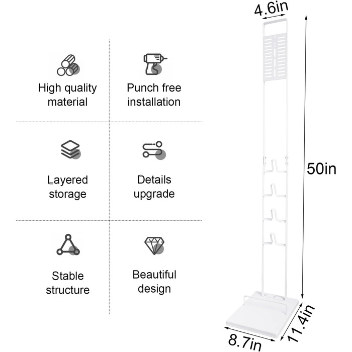 Підставка для пилососа Dyson V6 V7 V8 V10 V11 DC58 DC59 DC62 DC74 - без свердління (біла)