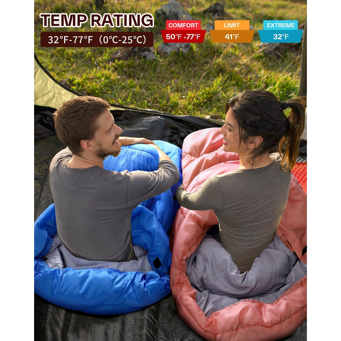 Сплячий мішок Sportneer Outdoor - ковдровий спальний мішок 3-4 сезони для дорослих, теплий, для кемпінгу, подорожей та активного відпочинку (200x85см, Рожевий)
