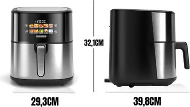 Фритюрниця повітряна HEINRICHS 9 літрів XXL з LED-дисплеєм, 10-в-1, 1800W, для здорового харчування, з таймером