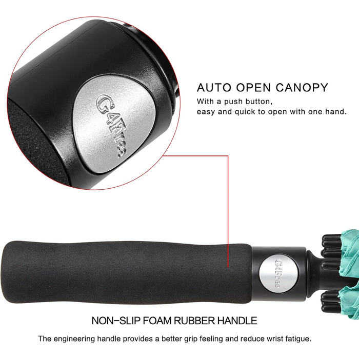 G4Free Парасолька велика, стійка до вітру, автоматична, для чоловіків та жінок, діаметр 157 см (62 дюйми), блакитний колір