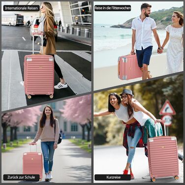 Набір валіз Joyway 3 шт. з жорстким корпусом, легкий PP, рожевий колір, з TSA замком та 4 колесами (20'+24'+28')